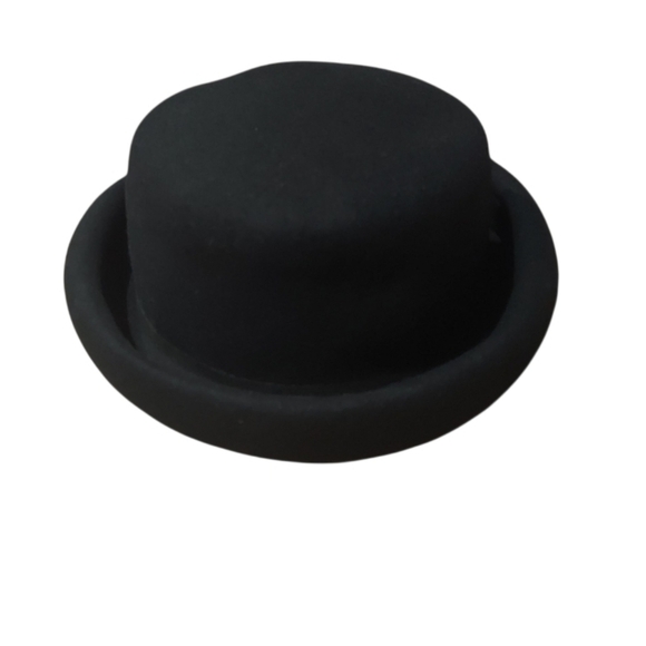 Amanda Smith Black 100% Wool Pork Pie Fedora Derby Hat - Picture 1 of 6